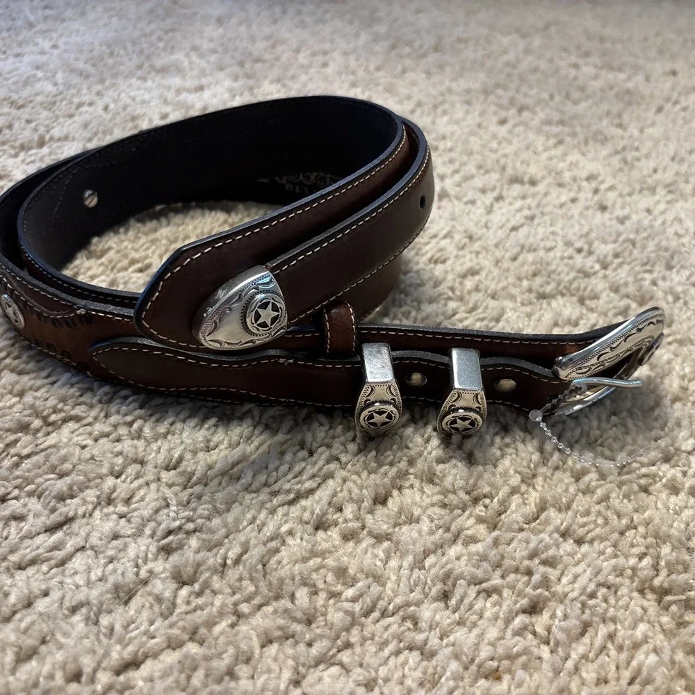 Men's NOCONA Western RANGER Cowboy LEATHER BELT w Stars 30